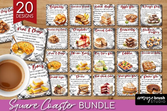 Download Baking Recipe Square Coaster Bundle - Recipe Collection