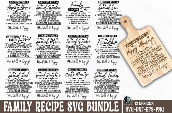 Download Family Recipe Cutting Board Svg Bundle - Recipe Collection